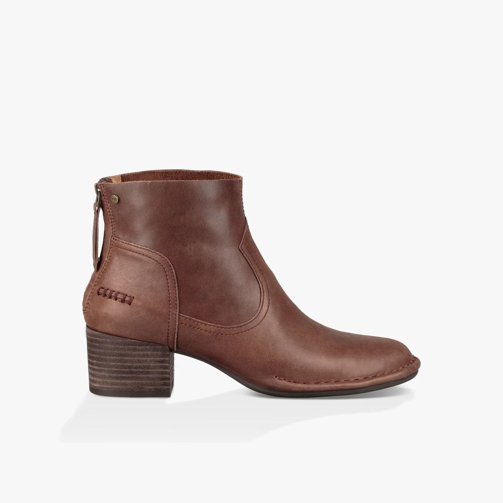 Bottine UGG Bandara Cuir Femme Marron Soldes 469MWQYO